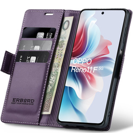 Husă pentru Oppo Reno 11F, ERBORD Glossy Litchi, portofel cu clapetă, violet