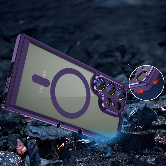 Husă pentru Samsung Galaxy S23 Ultra, ERBORD Impact Guard, MagSafe, violet închis