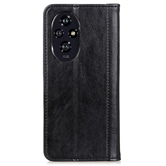 Husa cu clapetă pentru Honor 200 Pro 5G, Split Leather, negru