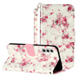 Cu clapetă pentru Samsung Galaxy A35 5G, Wallet, Roses alb