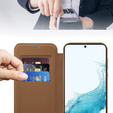 Cu clapetă pentru Samsung Galaxy S22 5G, RFID Wallet MagSafe CamShield, maro