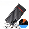 Cu clapetă pentru Samsung Galaxy S23 Ultra, Carbon LC.IMEEKE, negru
