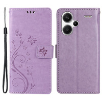 Cu clapetă pentru Xiaomi Redmi Note 13 Pro+, Butterfly, violet