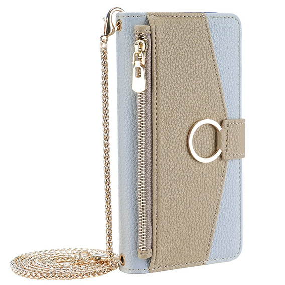 Carcasă flip pentru Xiaomi Redmi 13C / Poco C65, Wallet Zipper Pocket, cu oglindă, albastru