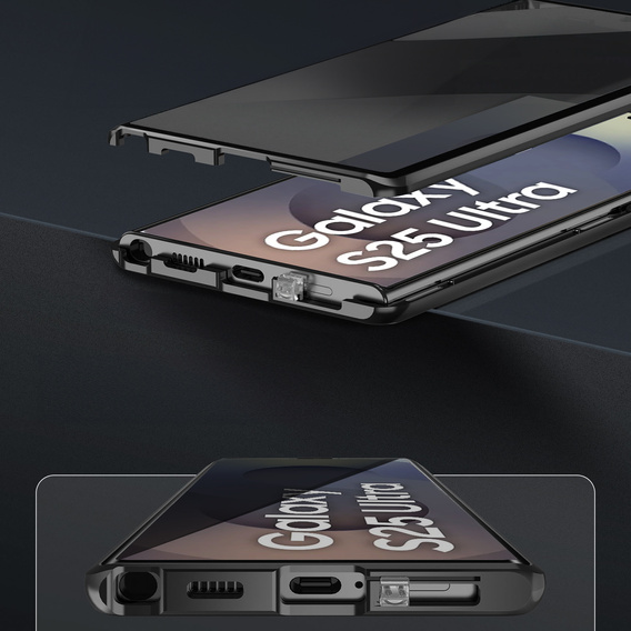 Husă pentru Samsung Galaxy S25 Ultra, Privacy Dual Glass, negru