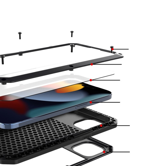 Carcasă pentru iPhone 15, blindată, cu sticlă integrată, negru