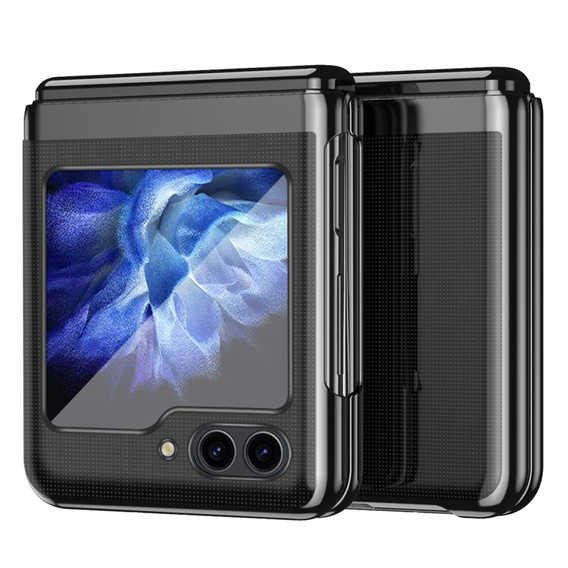 Husă pentru Samsung Galaxy Z Flip7 FE / Z Flip6, PC Case, transparent / negru