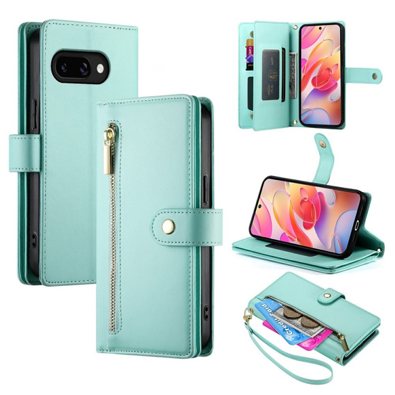 Cu clapetă pentru Samsung Galaxy A56 5G, Wallet Zipper Pocket, verde