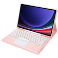 Carcasă + tastatură Samsung Galaxy Tab S9+, Leather Pen Slot TouchPad, roz rose gold