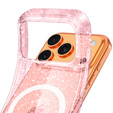 Husă pentru iPhone 17 Pro, pentru MagSafe, glitter, roz transparent