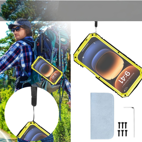 Husă blindată pentru iPhone 16 Pro, R-JUST, galben