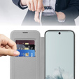 Cu clapetă pentru Google Pixel 9A, RFID Wallet MagSafe CamShield, de argint