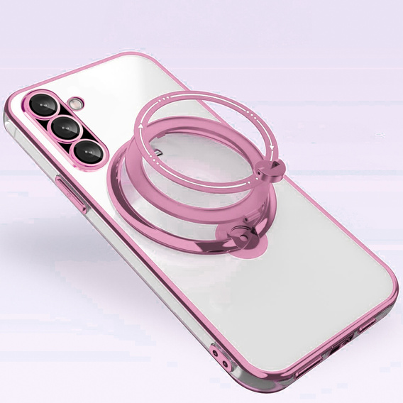 Carcasa magnetică pentru Samsung Galaxy A56, pentru MagSafe, roz + sticlă 9H