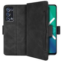 Cu clapetă pentru Oppo Reno6 Pro 5G, Card Slot, negru