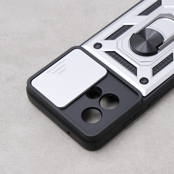 Husă blindată pentru Motorola Moto G84 5G, CamShield Slide, de argint