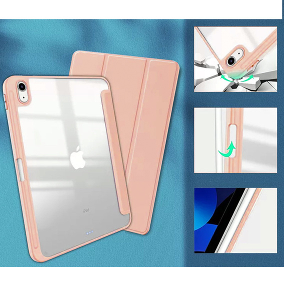 Husă pentru iPad 10.9 2022 10 Gen, Smartcase Hybrid, cu spațiu pentru stylus, roz