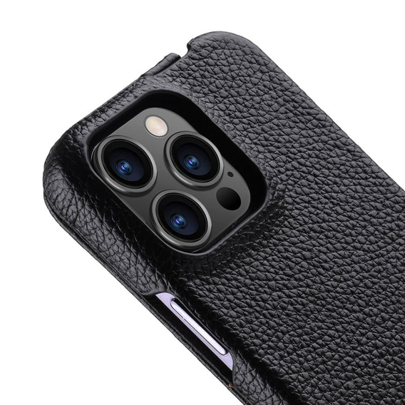 MELKCO carcasă flip pentru iPhone 15 Pro, piele, flip, negru