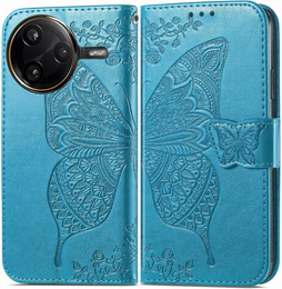 Cu clapetă pentru Xiaomi Poco F7 Pro, Butterfly, albastru