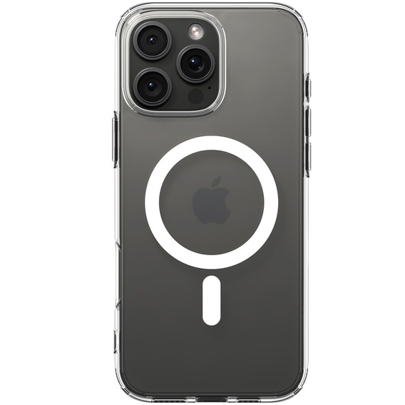 Carcasă MagSafe Spigen pentru iPhone 16 Pro, Ultra Hybrid, transparent / alb + 9H Tempered Glass