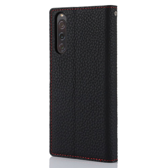 Cu clapetă pentru Sony Xperia 10 V, Litchi Skin Grain, negru