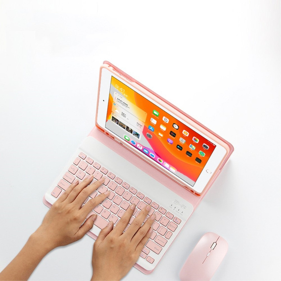 Carcasă + tastatură iPad 10.2 7/8/9 gen 2019/2020/2021, Keyboard Cover Pen Slot, roz rose gold