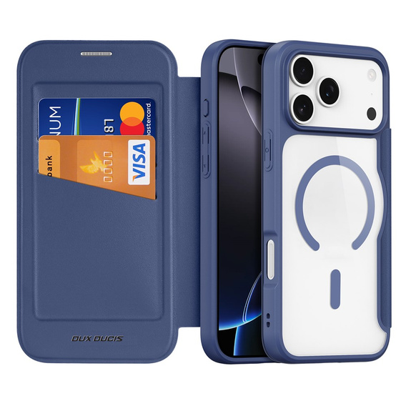 Husă Dux Ducis pentru iPhone 17 Pro, Skin X Pro, cu clapetă, pentru MagSafe, albastru marin