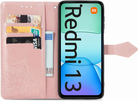 Cu clapetă pentru Xiaomi Redmi 13, Mandala, roz