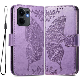 Cu clapetă pentru Oppo Reno 13F / Oppo Reno 13FS, Butterfly, violet