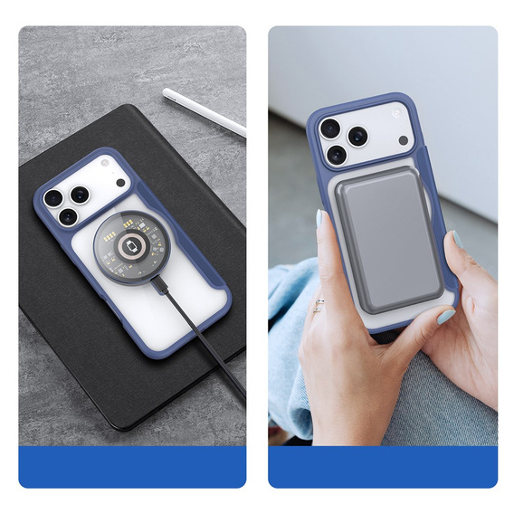Husă Dux Ducis pentru iPhone 17 Pro, Skin X Pro, cu clapetă, pentru MagSafe, albastru marin