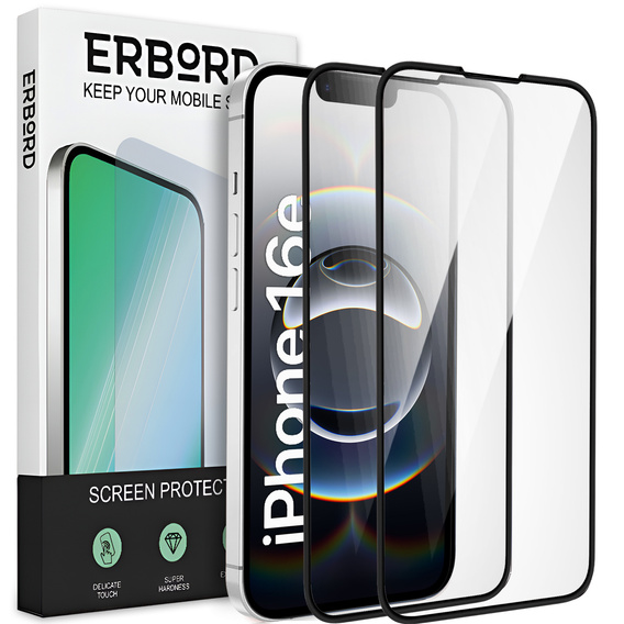 2x sticlă ceramică ERBORD Hybrid Glass pentru iPhone 16E / 14 / 13 / 13 Pro