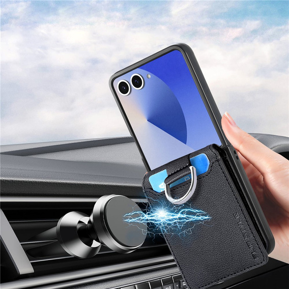 Husă cu slot pentru card și inel pentru Samsung Galaxy Z Flip7