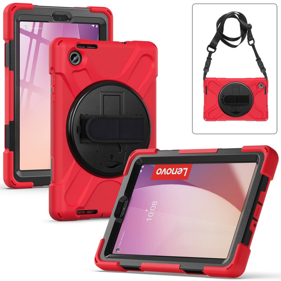 Husă pentru copii pentru Lenovo Tab M8 Gen 4 TB-300FU, blindată cu curea, roșu