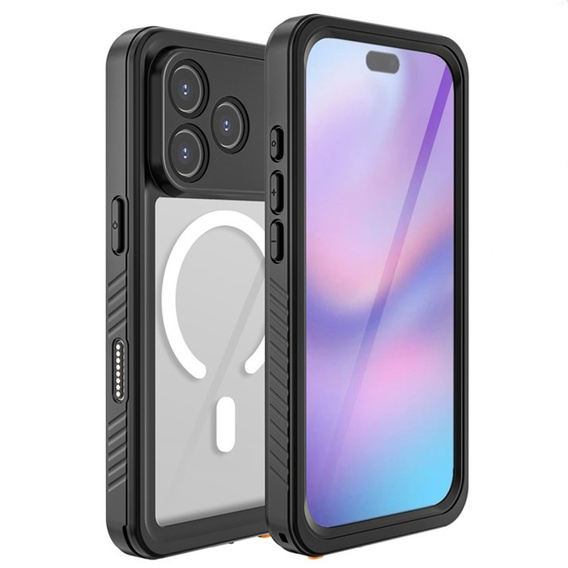 Carcasă Redpepper pentru iPhone 17 Pro, impermeabilă IP68, pentru MagSafe, transparentă cu laturi negre