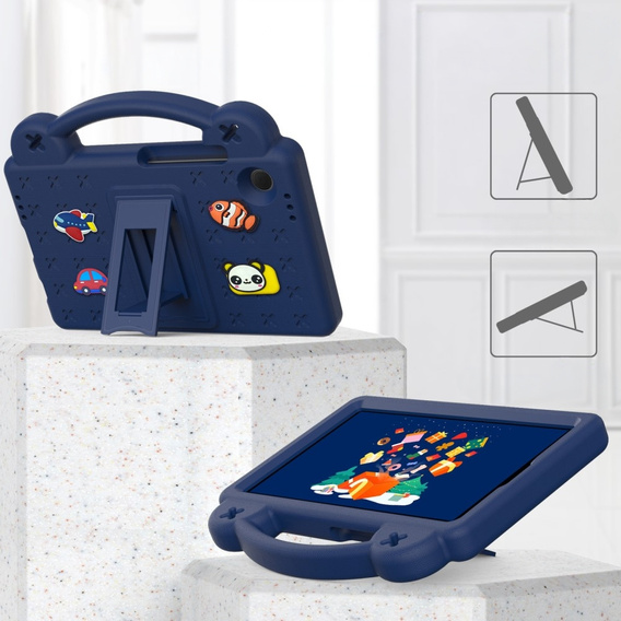 Husă pentru copii pentru Samsung Galaxy Tab A11 / A9, Cute Patterns, cu suport, albastru închis