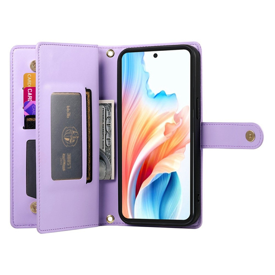 Husă flip cu buzunar cu fermoar pentru Samsung Galaxy A57 5G, violet