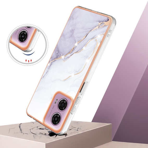 Carcasă de protecție pentru Motorola Moto G24 / G24 Power / G04, Marble Slim Case, alb