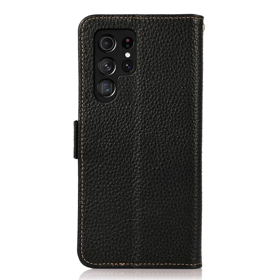 KHAZNEH RFID caz pentru Samsung Galaxy S23 Ultra, Litchi Texture, negru