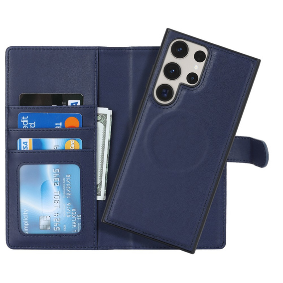 Husă cu clapetă pentru Samsung Galaxy S23 Ultra, portofel, pentru MagSafe, albastru închis