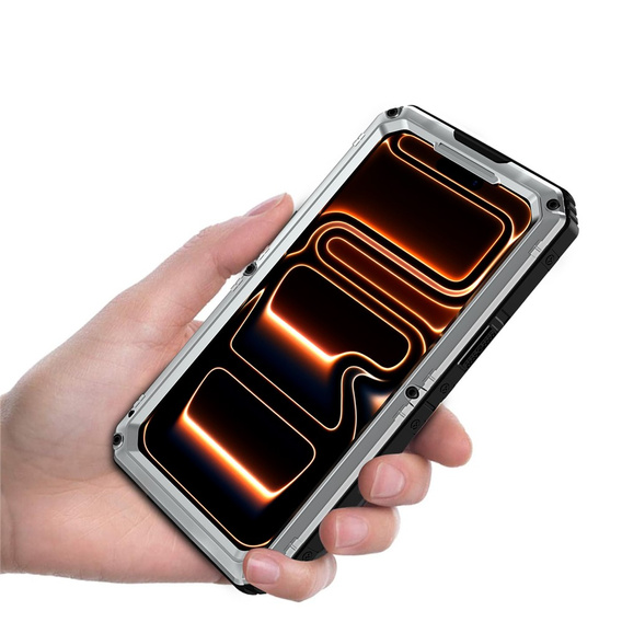 Carcasă impermeabilă IP68 pentru iPhone 17 Pro Max, argintiu