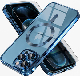 Husă pentru iPhone 12 Pro, Electro MagSafe, albastru + Sticlă pentru ecran