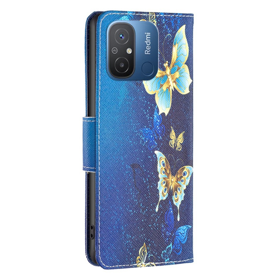 Cu clapetă pentru Xiaomi Redmi 12C, Wallet, butterfly, albastru