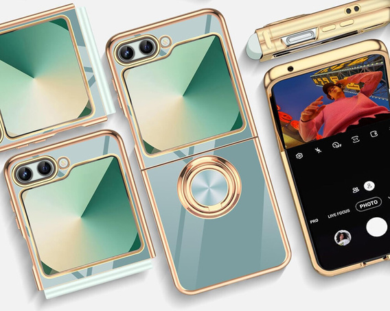 Huse pentru Samsung Galaxy Z Flip7 FE / Z Flip6, Electro Ring, de mentă