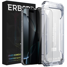 2x Sticlă de confidențialitate temperată pentru iPhone 17 Pro/17/16 Pro, ERBORD 9H Easy App Anti-Peep