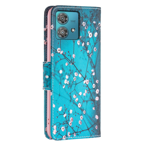 Cu clapetă pentru Motorola Edge 40 Neo, Wallet, sakura, albastru