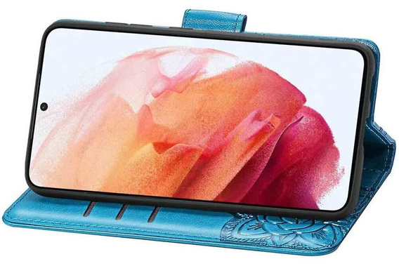 Cu clapetă pentru Motorola Moto E14, Butterfly, albastru