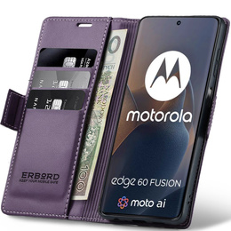 Husă pentru Motorola Edge 60 / 60 Fusion, ERBORD Glossy Litchi, portofel cu clapetă, violet
