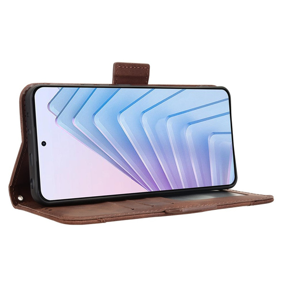 Cu clapetă pentru Xiaomi Redmi Note 14 4G, Card Slot, maro