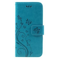 Cu clapetă pentru iPhone 7/8/SE 2020/SE 2022, Butterfly Flower, albastru