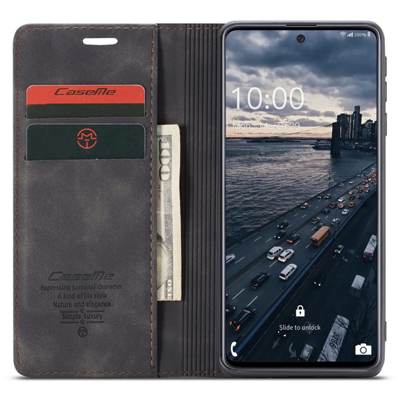 Husa CASEME pentru Samsung Galaxy A33 5G, Leather Wallet Case, negru