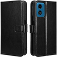 Cu clapetă pentru Motorola Moto E14, Crazy Horse Wallet, negru